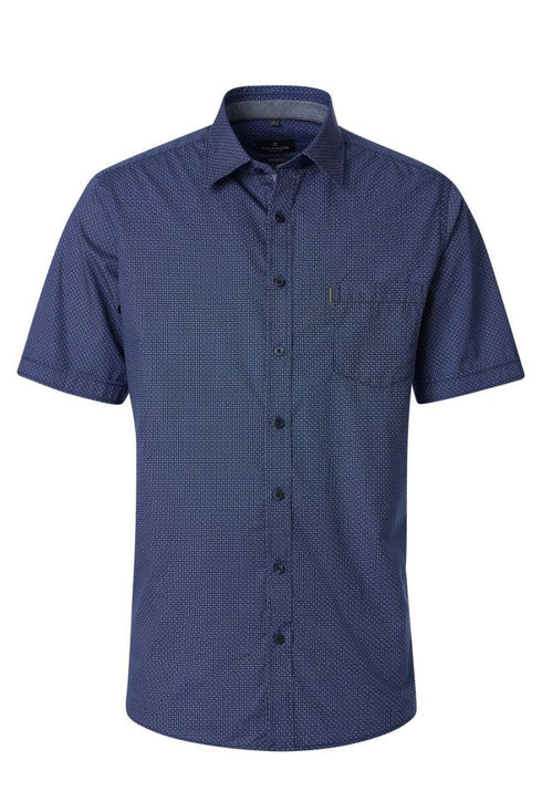 Casa Moda Printed S/S Casual Shirt Midblue