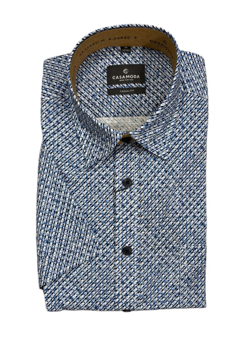Casa Moda Printed S/S Casual Shirt Blue/Navy