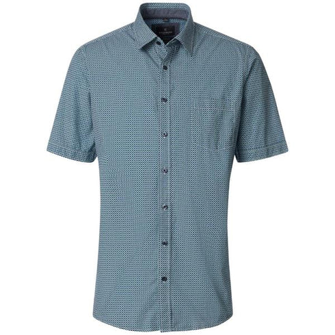 Casa Moda Printed S/S Casual Shirt Green/Navy