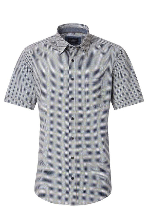 Casa Moda Printed S/S Casual Shirt Navy/Yellow