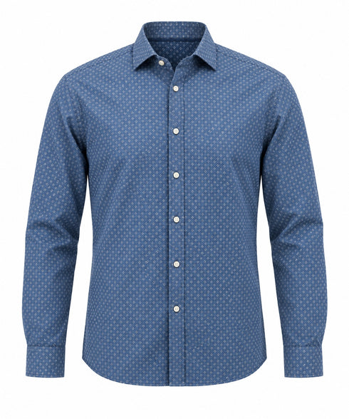 Casa Moda B/D Printed L/S Casual Shirt Blue
