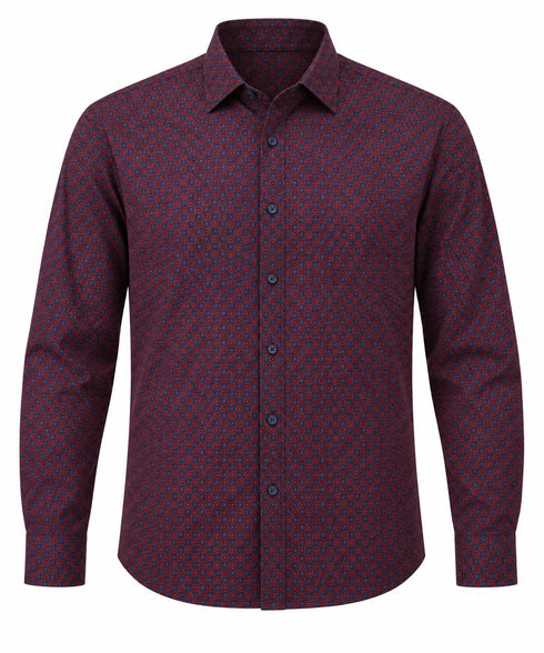 Casa Moda B/D Printed L/S Casual Shirt Red/Navy