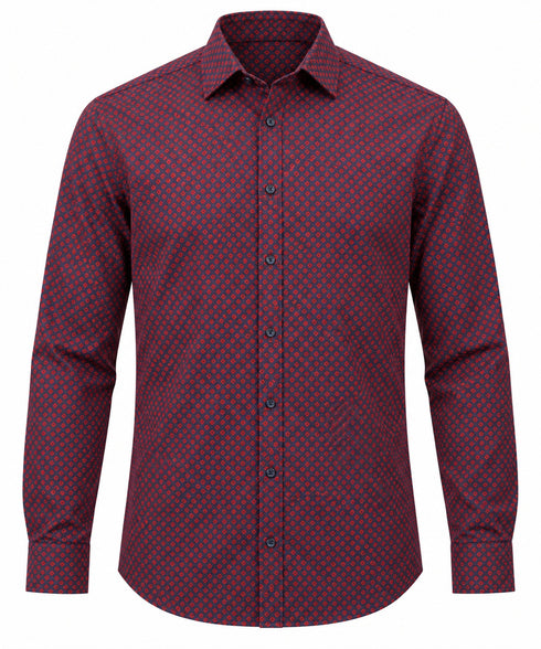 Casa Moda Printed L/S Casual Shirt Red/Navy