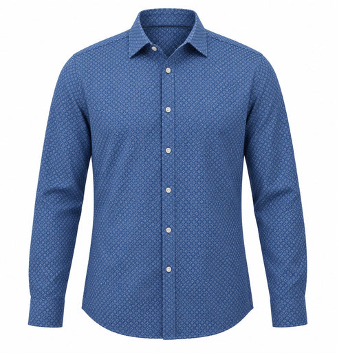 Casa Moda B/D Printed L/S Casual Shirt Blue