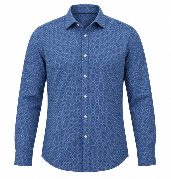 Casa Moda B/D Printed L/S Casual Shirt Blue
