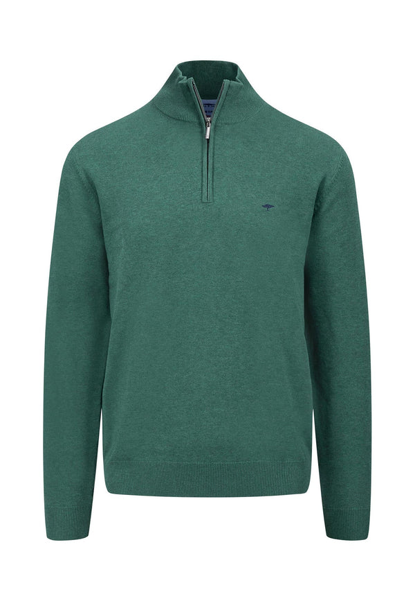 Fynch Hatton Half Zip Knitwear Evergreen