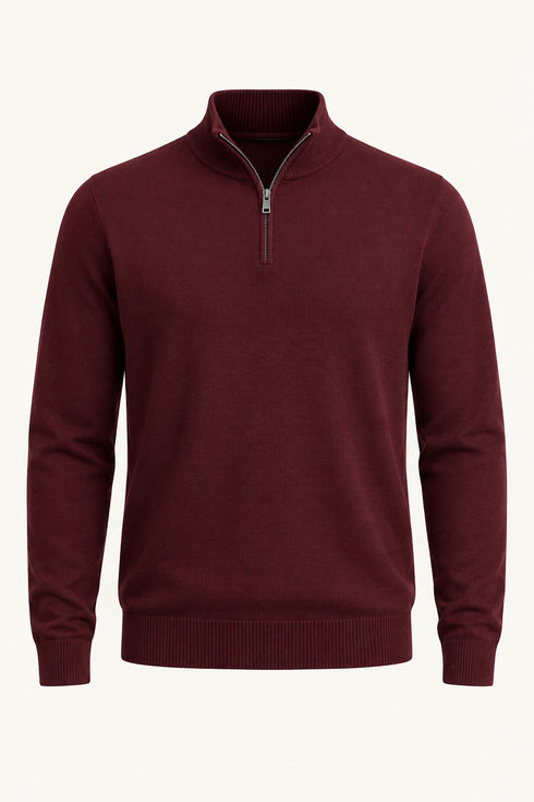 Fynch Hatton Troyer 1/4 Zip Knitwear Wine
