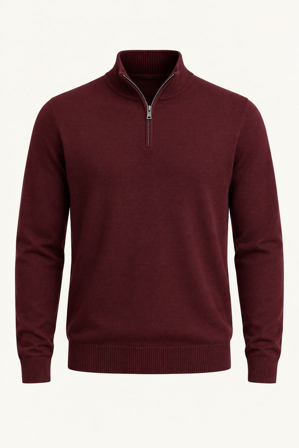 Fynch Hatton Troyer 1/4 Zip Knitwear Wine