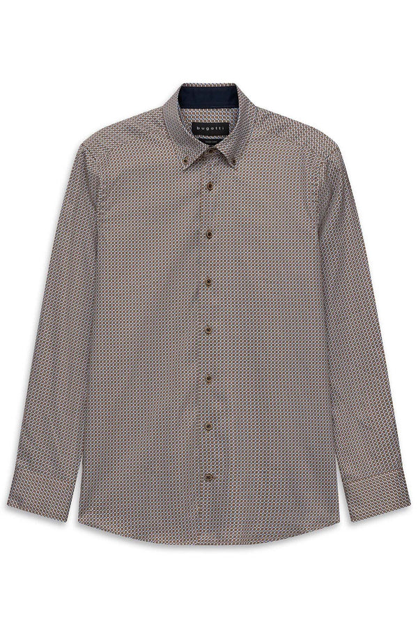 Bugatti B/D Casual L/S Shirt Brown/Blue