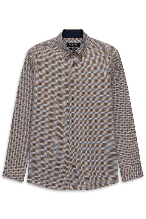 Bugatti B/D Casual L/S Shirt Brown/Blue