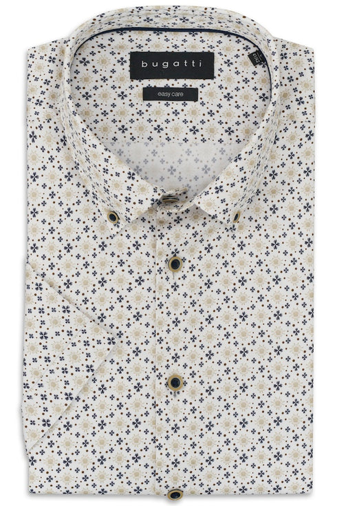 Bugatti Printed S/S Casual Shirt Blue/Beige