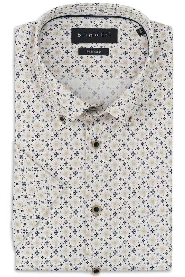 Bugatti Printed S/S Casual Shirt Blue/Beige