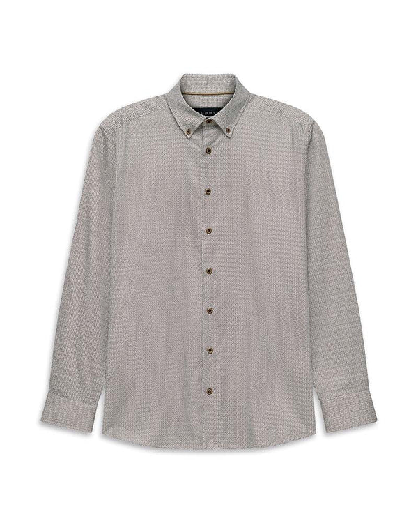 Bugatti B/D Casual L/S Shirt Brown/Beige