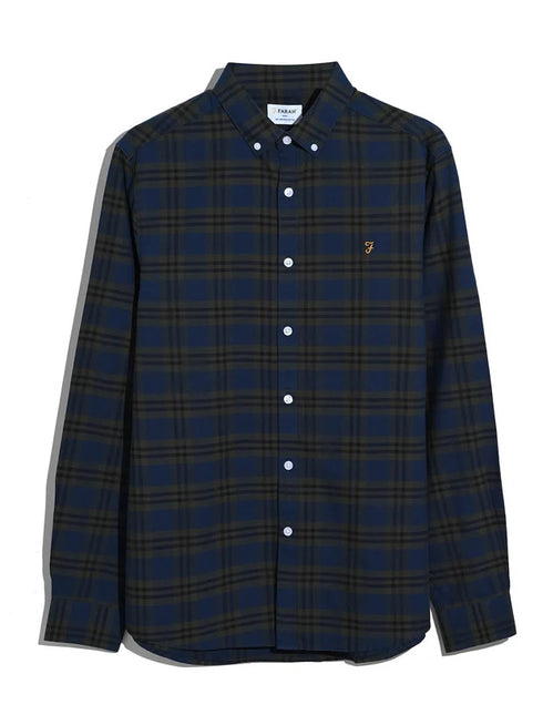 Farah Brewer Organic B/D Check Shirt Evergreen