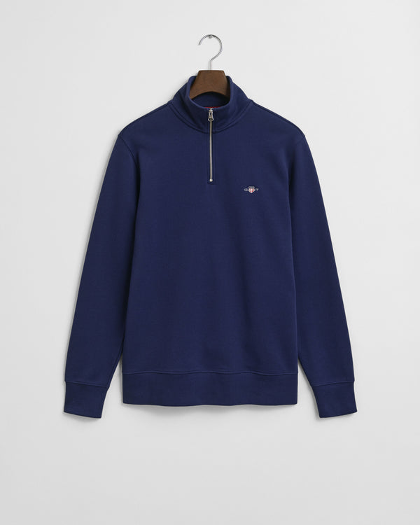 Gant Reg Shield Half Zip Sweat Top Pacific Blue