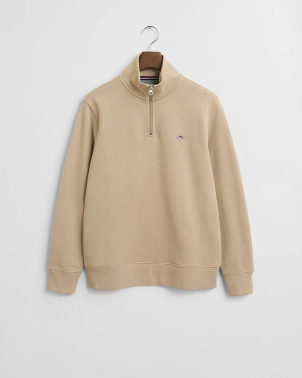 Gant Reg Shield Half Zip Sweat Top Sand