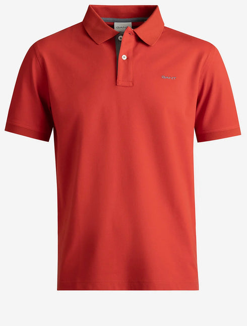 Gant Contrast Pique S/S Polo Tee Shirt Red