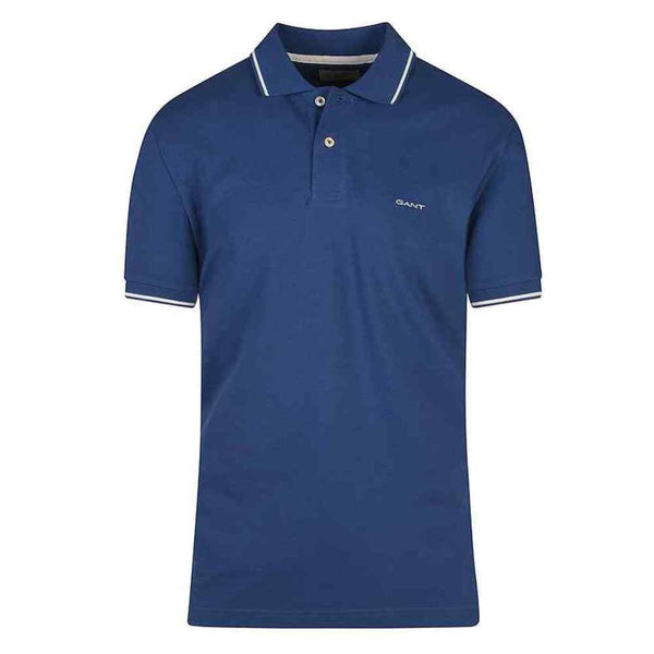 Gant Tipping S/S Polo Tee Shirt Indigo