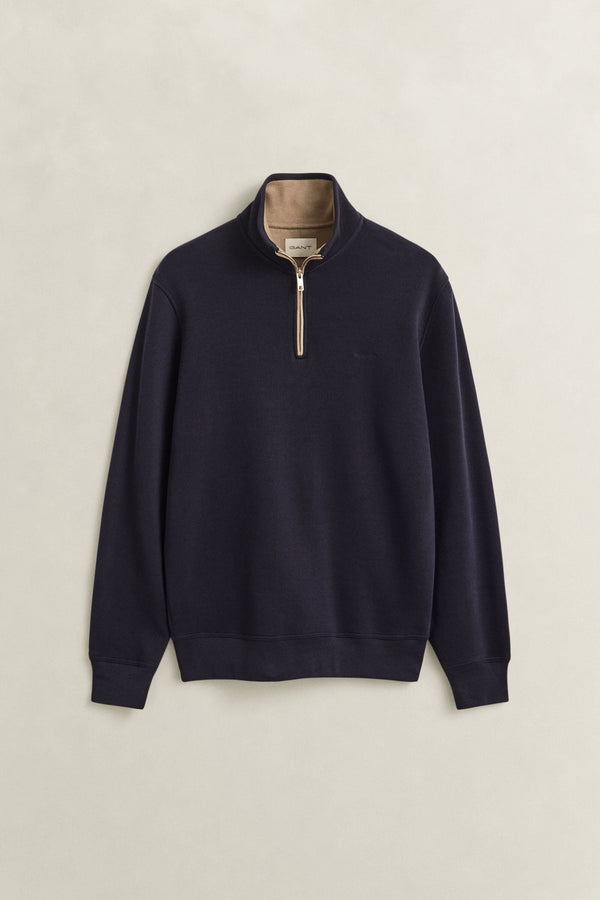 Gant Sacker Rib Half Zip Sweater Evening Blue