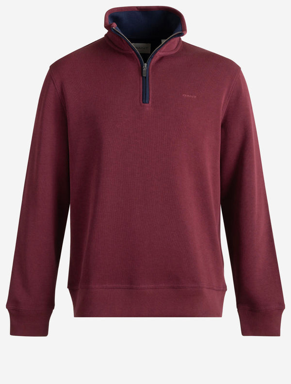 Gant Sacker Rib Half Zip Sweater Wine