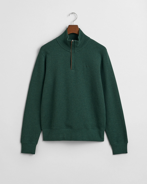 Gant Sacker Rib Half Zip Sweater Emerald