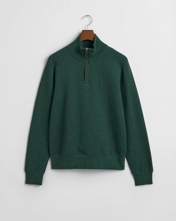 Gant Sacker Rib Half Zip Sweater Emerald