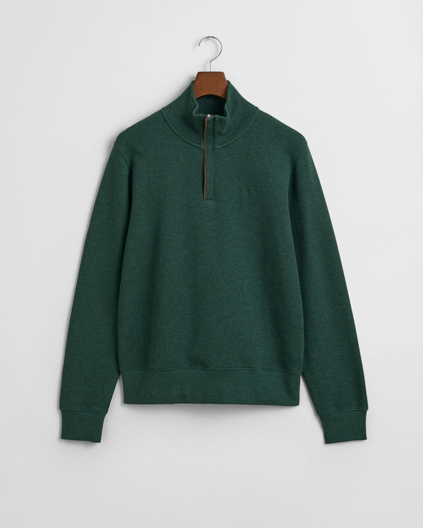 Gant Sacker Rib Half Zip Sweater Emerald