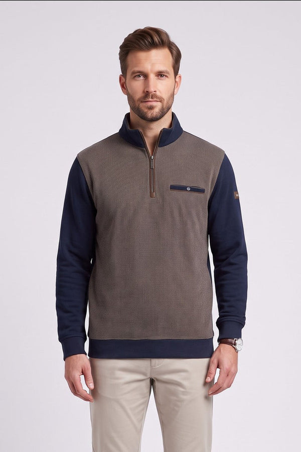 Bugatti Half Zip Sweaters Brown