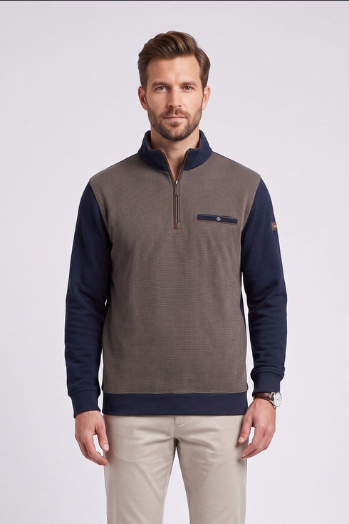 Bugatti Half Zip Sweaters Brown