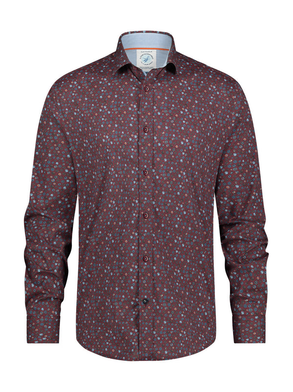 A Fish Named Fred Printed Shirt Burgundy