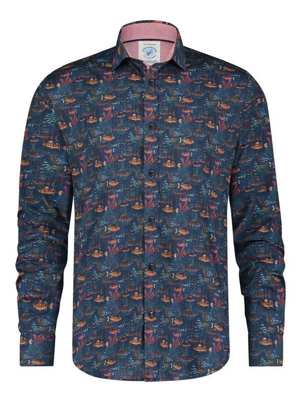 A Fish Named Fred Wild Flowers Shirt Navy