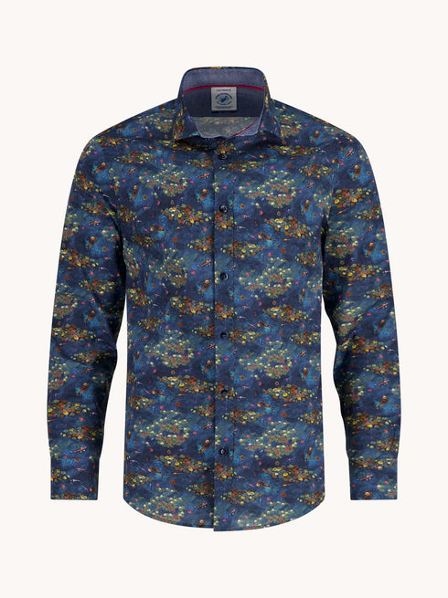 A Fish Named Fred Printed Shirt Teal