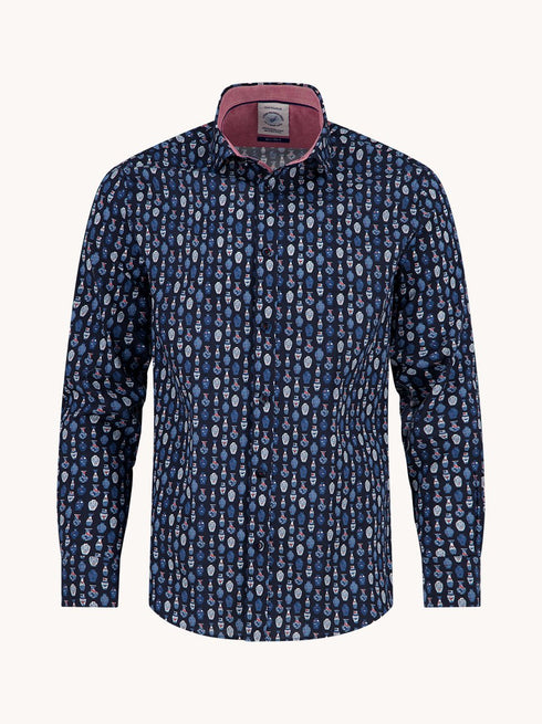 A Fish Named Fred Printed Shirt Navy