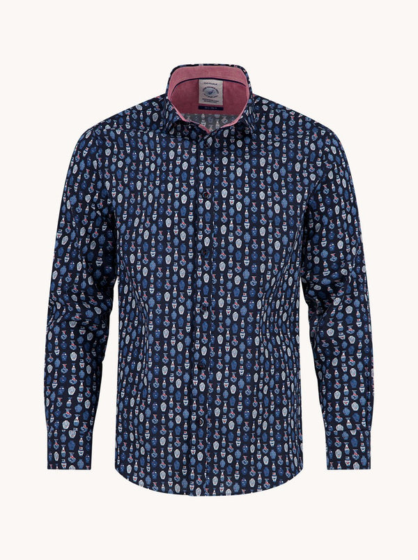 A Fish Named Fred Printed Shirt Navy