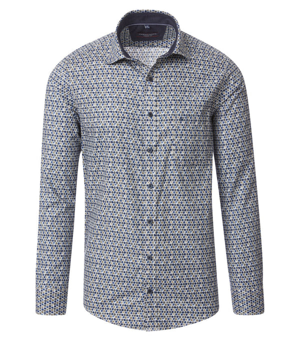 Casa Moda Printed Casual Shirt Blue