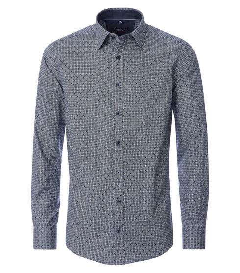 Casa Moda Printed L/S Casual Shirt Blue