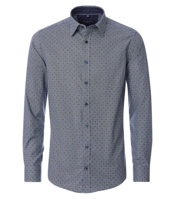 Casa Moda Printed L/S Casual Shirt Blue