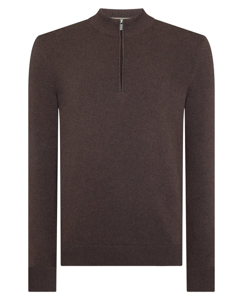 Remus Uomo 1/4 Zip Up Knitwear Brown