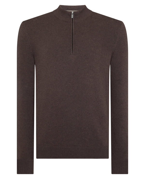Remus Uomo 1/4 Zip Up Knitwear Brown