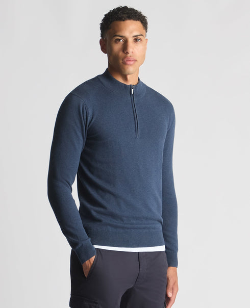 Remus Uomo 1/4 Zip Up Knitwear Indigo