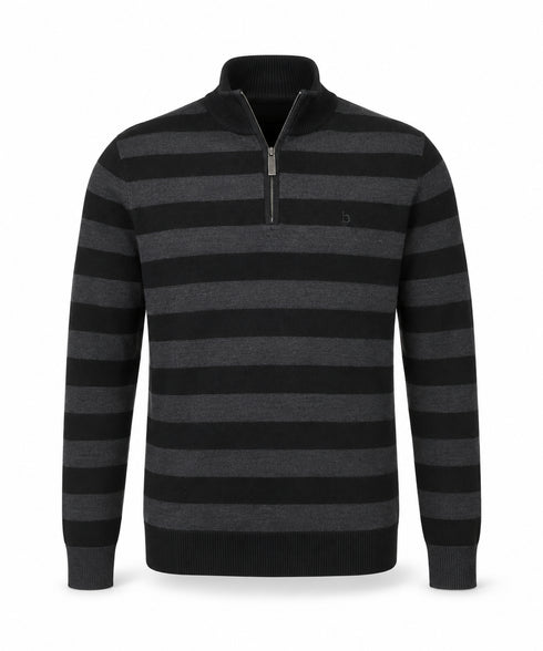 Bugatti Half Zip Cotton Knitwear Brown