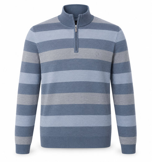 Bugatti Half Zip Cotton Knitwear Teal