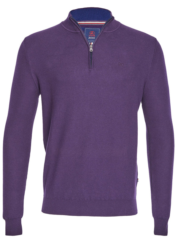 Andre Aran 1/4 Zip Up Knitwear Purple