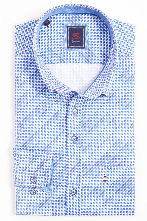 Andre Bari Printed B/D Casual Shirt Purple