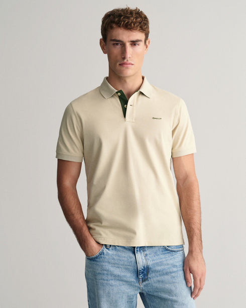 Gant Contrast Pique S/S Polo Tee Shirt Cream