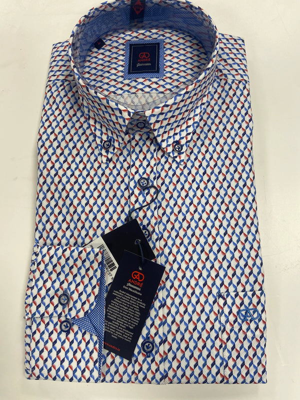Andre Ls Printed Shirt Beige