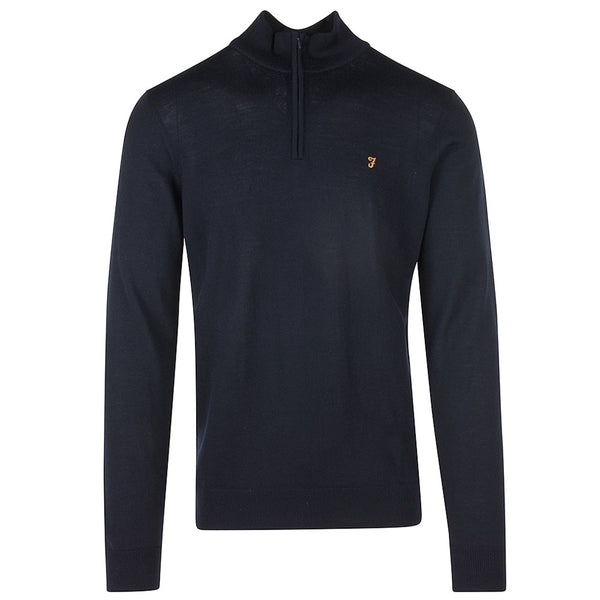 Farah Merino Half Zip Knitwear Navy