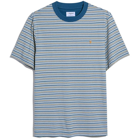 Farah Danny Stripe S/S Tee Shirt Blue Multi Stripe