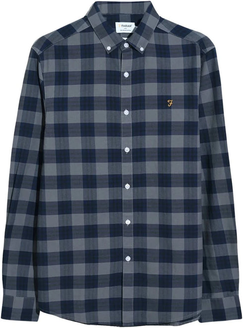 Farah Brewer Organic B/D Check Shirt Blue
