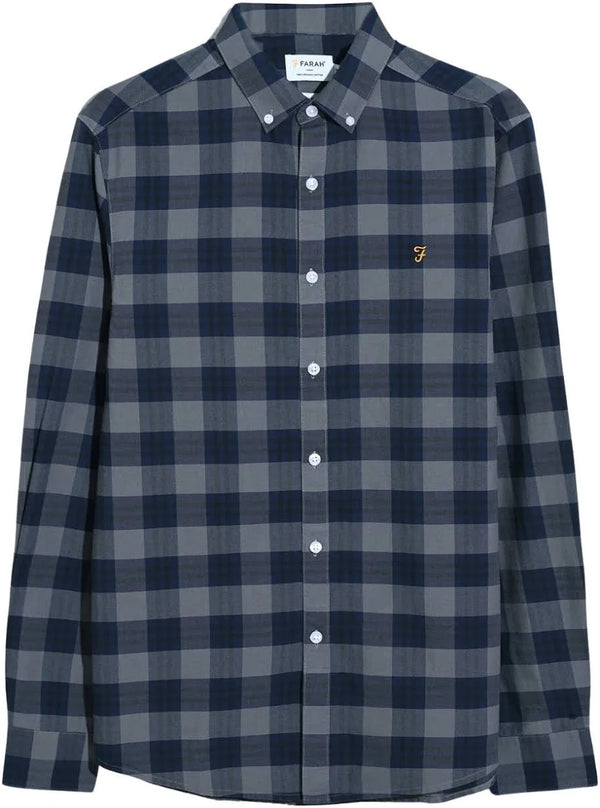 Farah Brewer Organic B/D Check Shirt Blue